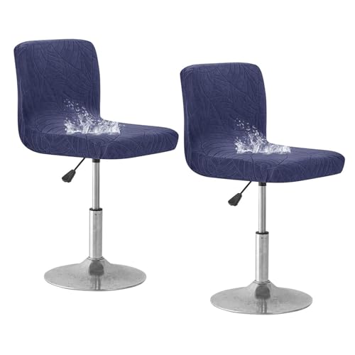 OwkHome wasserdichte Stretch-Barhocker-Schonbezüge Mit Rückenlehne, Elastisches Stuhlhussen-Set for Esszimmerstühle(Navy Blue,Set of 2) von OwkHome