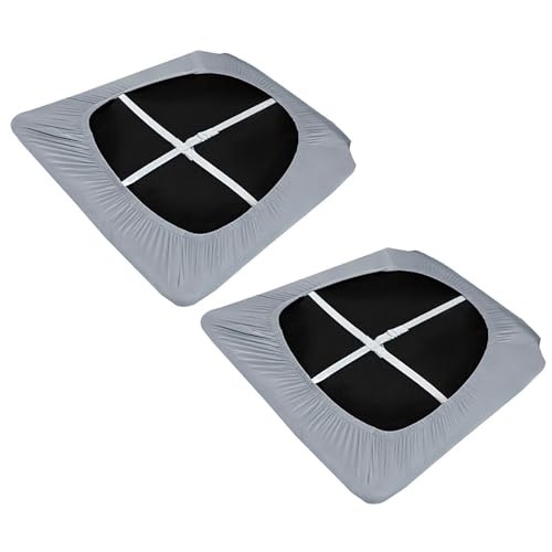 OwkHome wasserdichte Stuhlhussen for Esszimmerstühle, Abnehmbarer Sitzschutz Aus PU-Leder for Zuhause Und Das Büro(Light Gray,2 Pieces) von OwkHome