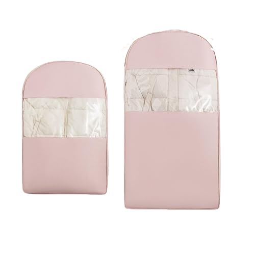 Platzsparender Kleidersack For Aufhängen Mit Selbstkomprimierendem Reißverschluss, Staubschutz For Daunenmäntel Und Anzüge(Pink,M+L) von OwkHome