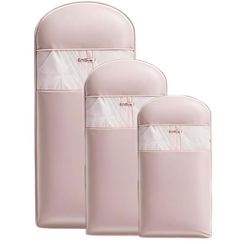 Platzsparender Kleidersack For Aufhängen Mit Selbstkomprimierendem Reißverschluss For Mäntel, Daunenjacken Und Anzüge, Staub- Und Feuchtigkeitsbeständig(Pink,3Pcs(M+L+X-L)) von OwkHome