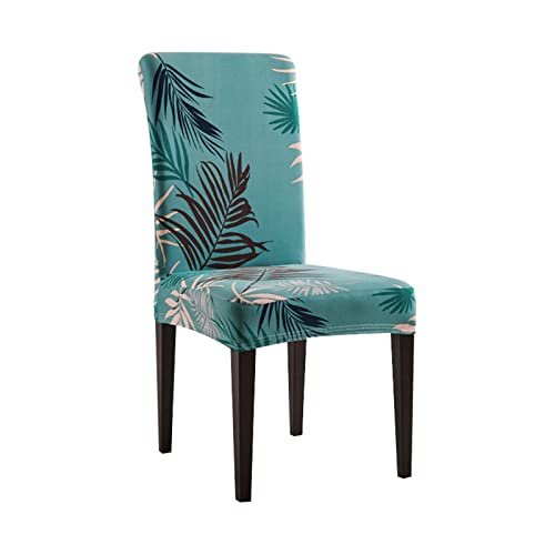 Printed Dining Room Chair Cover Comfort Stretch Dining Chair Protector Short Dining Chair Seat Cover for Kitchen Party Bar -White-4pcs(Green,6pcs) von OwkHome