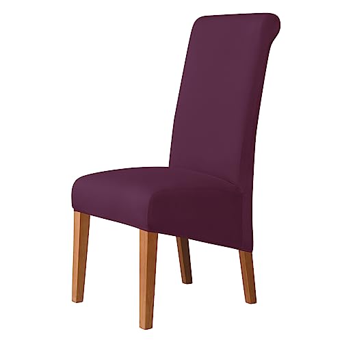 Stuhlhussen for Hohe Rückenlehnen, 2er-Pack, Schutzhülle Aus Dehnbarem Polyester for Esszimmerstühle, Bankettstühle Und Heimdekoration(Deep Purple,6 PCS) von OwkHome