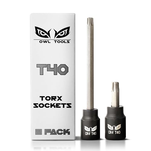 T40 Torx-Stecknuss – 3/8-Zoll-Antrieb – 2 Stück enthält 8,9 cm langen Bit und 5,1 cm Bit – S2-Stahllegierung in Industriequalität T40 Torx-Stecknuss – 3/8-Zoll-Antrieb – 2 Stück enthält 8,9 cm langen Bit und 5,1 cm Bit – S2-Stahllegierung in Industriequalität von Owl Tools