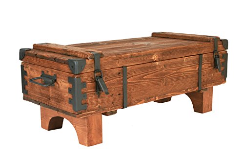 Alte Truhe Kiste Tisch Shabby Chic Holz Beistelltisch Holztruhe Couchtisch 39 cm Höhe / 41 cm Tiefe / 97 cm Breite von Own Design