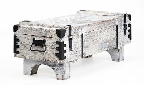 Alte Truhe Kiste Tisch Shabby Chic Holz Beistelltisch Holztruhe Couchtisch 39 cm Höhe / 41 cm Tiefe / 97 cm Breite von Own Design