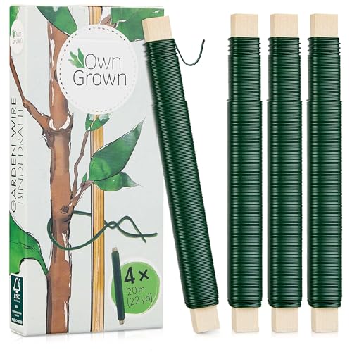 OwnGrown Bindedraht Pflanzen: 4x20m Garten Draht zum Basteln und Pflanzenbinder grün – Pflanzen Draht Adventskranz binden – Blumendraht – Grüner Bindedraht – Basteldraht Grün – Draht Weihnachtskranz von OwnGrown