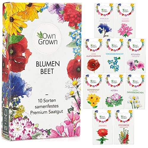 Blumen Samen für Garten und Balkon: 10 Sorten Premium Blumensamen Tütchen als Pflanzensamen Set – Balkonblumen Samen – Wildblumensamen Saatgut Balkon und Samen Garten – Blumensamen Balkon von OwnGrown von OwnGrown