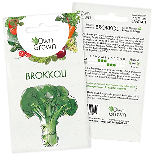 Brokkoli Samen: Premium Brokkoli Saatgut zur Anzucht von ca. 30 Brokkoli Pflanzen – Beste Gemüse Samen für Balkon und Garten kaufen – OwnGrown Samen bestellen zur Gemüsesamen Saat (Brassica oleracea)… von OwnGrown