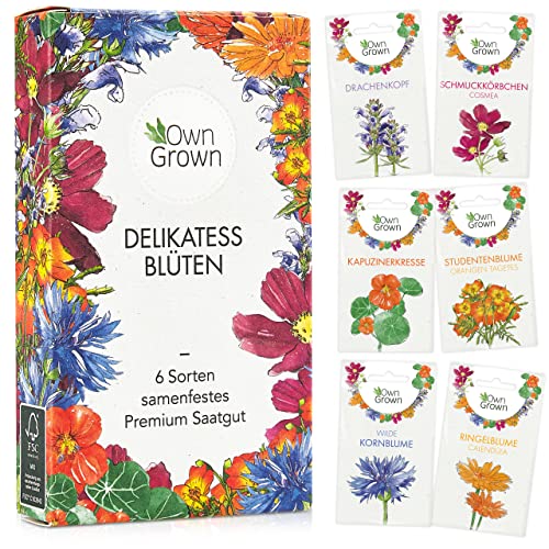 Essbare Blumen Samen Set : Delikatess Blüten Blumensamen Set mit 6 Sorten Blumen Saatgut – Essbare Blüten Samen – Essbare Blumen für Torte – Essbare Blüten Tortendeko – Blumen Essbar von OwnGrown von OwnGrown