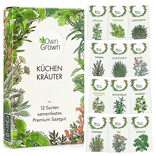 OwnGrown Kräuter Samen Set 12 Sorten Garten und Küchenkräuter Samen - Petersilie, Kräuter der Provence, italienische Kräuter, Koriander Samen, Dill, Kräutersamen für Balkon, und Hochbeet von OwnGrown