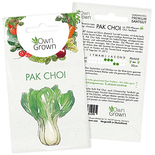 Pak Choi Samen: Premium Pak Choi Saatgut für ca. 200 Pflanzen – Chinesischer Senfkohl für Balkon und Garten – Salat Samen – Gemüse Samen OwnGrown von OwnGrown