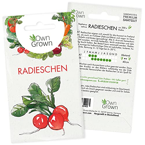 Radieschen Samen: Premium Radieschen Saatgut zur Anzucht von ca. 200 Radieschen Pflanzen – Beste Gemüse Samen für Balkon und Garten kaufen – OwnGrown Samen bestellen für die Radieschen Pflanze… von OwnGrown