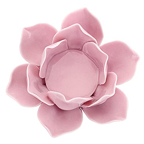 OwnMy 11,4 cm Keramik Lotus Blume Teelichthalter Blütenblätter Kerzenhalter Votivblume Teelicht mit Geschenkbox für Home Decor Hochzeit Party (Pink) von OwnMy