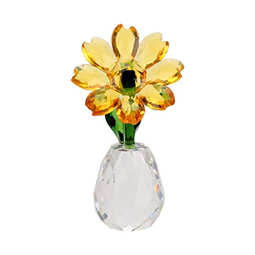 OwnMy Kristall-Sonnenblumen-Glasfigur, Ornament, Briefbeschwerer, Tischdekoration mit Geschenk-Box, Kristallglas-Strauß, Blumenaufsätze für Heimdekoration von OwnMy