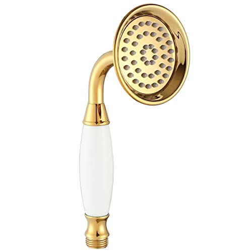 Ownace 3,3 Zoll Traditioneller Gold Messing Keramik Telefon Handbrause viktorianische Duschkopf für Badezimmer Dusche Wasserhahn von Ownace