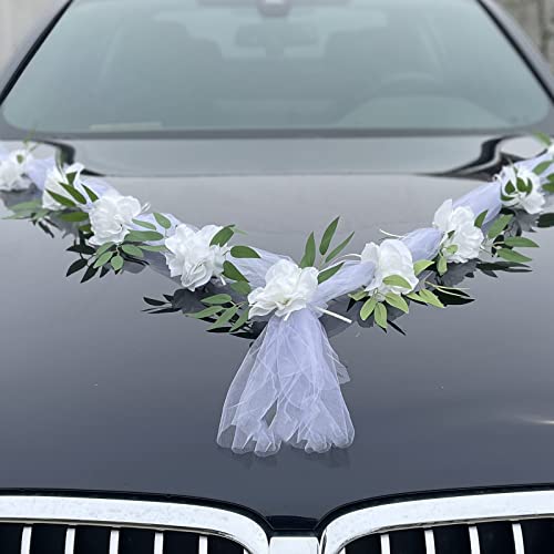 Autoschmuck Hochzeit Dekoration Autoschmuck Auto Hochzeit Deko Auto Wedding Deko Hochzeit Car Deko Girlande Weiß (#2) von Ownant