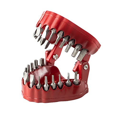Denture Bohrer Bithalter Denture Drill Bit Holder mit 28 Bohrer zahnersatz bohrerhalter Zahnbohrerhalter Bohrerhalter für Prothesen (Rot) von Ownant