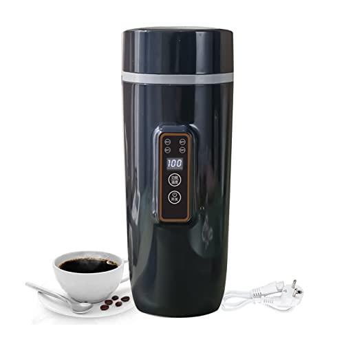 Wasserkocher Reise Wasserkocher 220V 350ml Schneller Wasserkocher Doppelschichtige Edelstahl-Thermoskanne für Milch, Kaffee und Teezubereitung (300W schwarz und blau) von Ownant