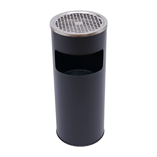 Owneed 30L Stand Mülleimer Metall mit Inneneimer Draußen Abfalleimer aus Edelstahl Ø25×60 cm (Schwarz) von Owneed
