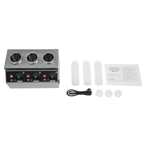 Owneed Saucenwärmer 3 X Flaschen Saucen Warmhalten Chokoladenbutter -Elektrischer 240W Soßenwärmer, Käsesaucen Warmeinstellbaren Temperaturen Thermostatgerät Für Warmhaltung Von Saucen von Owneed