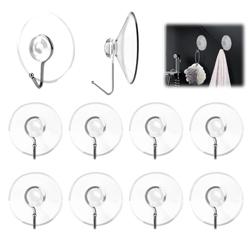 10er Set Transparente Saugnapf Haken Ø 40 mm, Wandhaken mit Saugnapf - für Fenster, Bad und Küche - Starker Halt auf Glas und Glatten Oberflächen von Ownkim