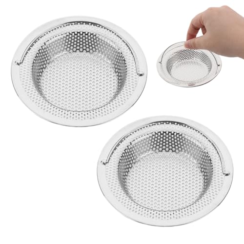 2 Stück Edelstahl Abflusssieb mit Griff, Edelstahl Abflusssieb Küchenspüle, Verstopfungsschutz für Küchenspüle, Leicht zu Reinigen (11 x 8 x 2 cm) von Ownkim