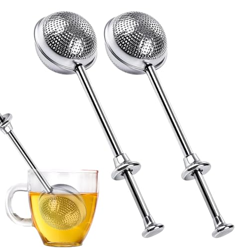 2 Stück Edelstahl Teesieb für losen Tee, Teesieb, Teeei - Langes Design zum Aufhängen, Einfache Handhabung, Leicht zu reinigen - Geschenk für Teeliebhaber (Silber) von Ownkim