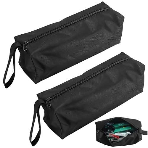 2 Stück kleine Werkzeugtasche,Multifunktionale Werkzeugtaschen, Reißverschluss-Werkzeugtaschen,24 x 9,5x7cm,Werkzeug-Organizer für kleine Werkzeuge, 600D Polyester, Tragbar, Hängbar, Schwarz (nero) von Ownkim