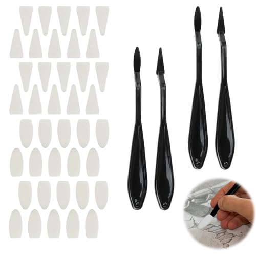 Ownkim Sketch-Wischstifte Set mit Ersatzköpfen - 4 Stück Zeichenstifte und 40 Ersatzköpfe für Malen und Skizzieren - Künstlerbedarf für präzises Radieren und Gestalten, Erase Schwamm Tool Ownkim Sketch-Wischstifte Set mit Ersatzköpfen - 4 Stück Zeichenstifte und 40 Ersatzköpfe für Malen und Skizzieren - Künstlerbedarf für präzises Radieren und Gestalten, Erase Schwamm Tool von Ownkim