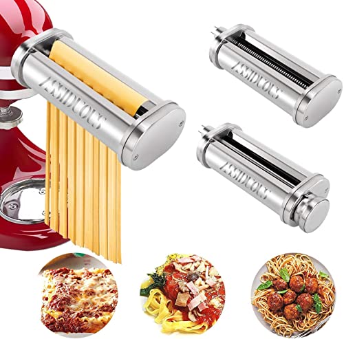 Assiduous Edelstahl Nudelaufsatz für Kitchenaid Küchenmaschine, Nudelroller und Schneider für Kitchen Aid,Nudelmaschine 3 Stück Pasta Set,Pasta maker Wasserwaschbar mit Bürste von Ownsun