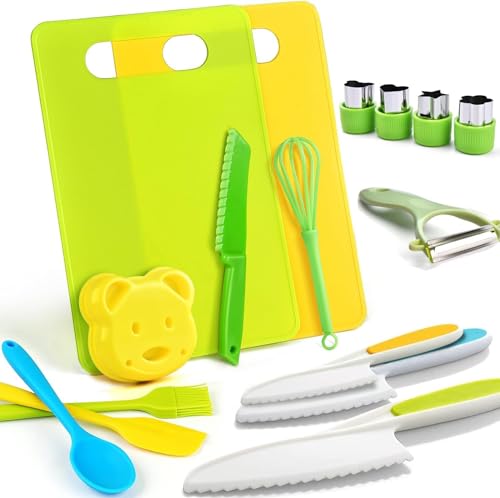 13-Teiliges Kindermesser Set, Kinder Küchenmesser, Sicherheit Kndermesser, Montessori Messer, Kinder Kochset zum Schneiden und Kochen von Obst oder Gemüse von Owyee