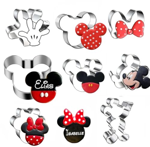 8 Stück Mickey Mouse Ausstecher,Ausstechform aus Edelstahl,Mouse Cutter Set,DIY Fondant Plätzchenausstecher Maus Ausstecher Set von Owyee