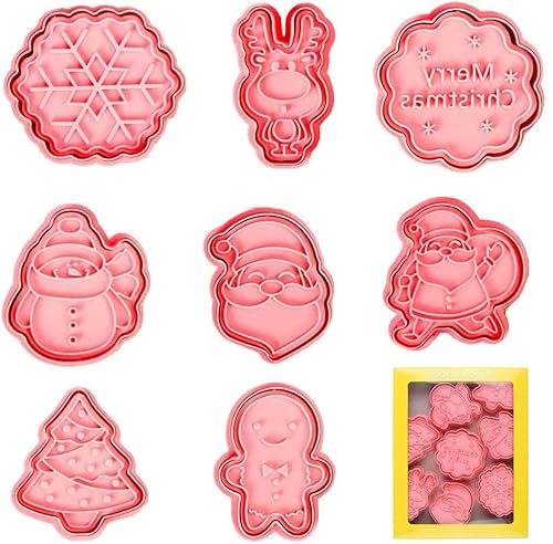 8pcs Ausstecher Weihnachten, Ausstechformen Ausstecher Keksausstecher für Kinder,Fondant Ausstechformen,Cookie Cutter, Cookie Backen Form,Kinder Backen Küche Zubehör von Owyee