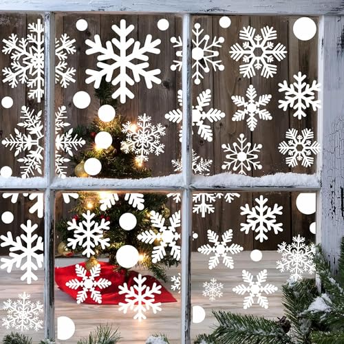 114pcs Fensterdeko Schneeflocken Weihnachts-Fensteraufkleber Aufkleber für Winterpartys Schneeflocken Fensterbilder PVC Für Türen Schaufenster Vitrinen Glasfronten Winter Deko Weihnachtsdeko von Owyee