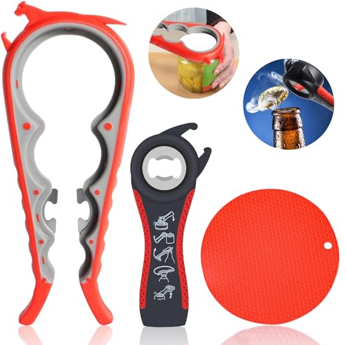 Glasöffner Greifer - 4 Packungen Gummi-Glasöffner für schwache Hände 5-in-1 Glas-Flaschenöffner für Senioren mit Arthritis von Owyee