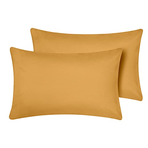 Oxford Homeware Kissenbezüge, 2 Stück, gebürstete Mikrofaser, Standard-Kissenbezüge, farbecht, mit Umschlag-Verschluss, Kissenbezüge (Ocker, 50 x 75 cm) von Oxford Homeware