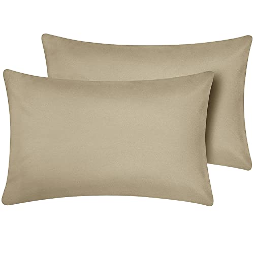 Oxford Homeware Kissenbezüge 2er Pack gebürstete Mikrofaser - Standard-Kissenbezüge lichtbeständig Kissenbezug Hotelverschluss Beige Kissenbezüge (50 x 75 cm) von Oxford Homeware