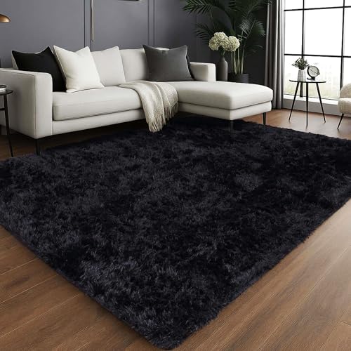 Oxford Homeware Teppiche für Wohnzimmer, groß, 200 x 290 cm, schwarz, für Schlafzimmer, Lounge, modern, superweich, rutschfest, waschbar, Bodenteppiche für den Nachttisch Oxford Homeware Teppiche für Wohnzimmer, groß, 200 x 290 cm, schwarz, für Schlafzimmer, Lounge, modern, superweich, rutschfest, waschbar, Bodenteppiche für den Nachttisch von Oxford Homeware