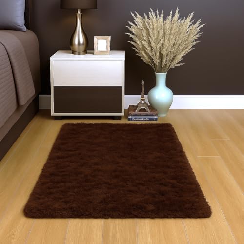 Oxford Homeware Teppiche für Wohnzimmer, klein, 50 x 80 cm, flauschig, zottelig, braun, für Schlafzimmer, Lounge, superweich, rutschfest, waschbar, moderne Bodenteppiche, Bettvorleger für Kinderzimmer Oxford Homeware Teppiche für Wohnzimmer, klein, 50 x 80 cm, flauschig, zottelig, braun, für Schlafzimmer, Lounge, superweich, rutschfest, waschbar, moderne Bodenteppiche, Bettvorleger für Kinderzimmer von Oxford Homeware