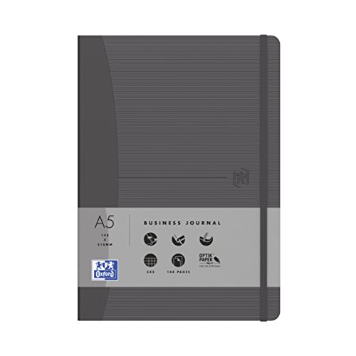 OXFORD 400053150 Notizbuch Signature DIN A5 liniert 144 Seiten grau Stiftschlaufe Gummibandverschluss Tagebuch Kladde Journal Skizzenbuch von Oxford