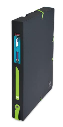 Oxford Aufbewahrungsbox für Studenten, 24 x 32 cm, Rücken 40 mm, Bezug aus Polypropylen, zweifarbig, Schwarz/Grün von Oxford
