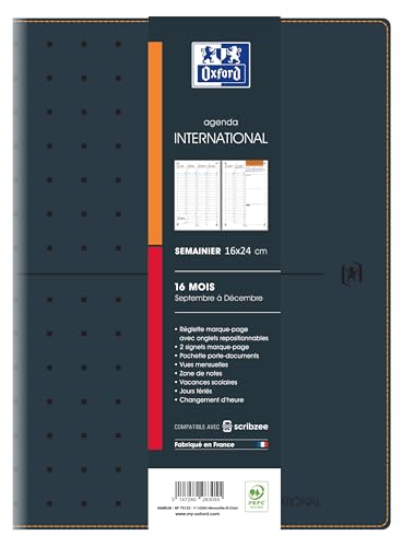 Oxford International Schülerkalender, Wochenansicht, 16 x 24 cm, September 24 – Dezember 25, Schwarz von Oxford