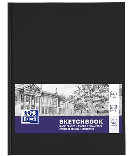 Oxford Skizzen-Buch A4 Hardcover mit Fadenheftung gebunden, 192 Seiten, 100g Papier, schwarz, 1 Stück von Oxford