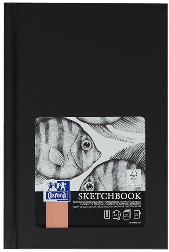 Oxford Skizzen-Buch A6 Hardcover mit Fadenheftung gebunden 192 Seiten, 100g Papier, schwarz, 1 Stück von Oxford