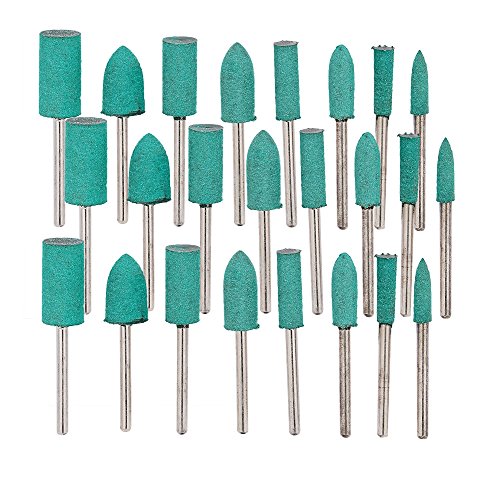 OxoxO 24pcs 4mm -10mm Cylinder/Bullet Rubber Polishing Burr 3mm (1/8") Shank Compatible with Dremel and compatible Rotary Tool von OxoxO