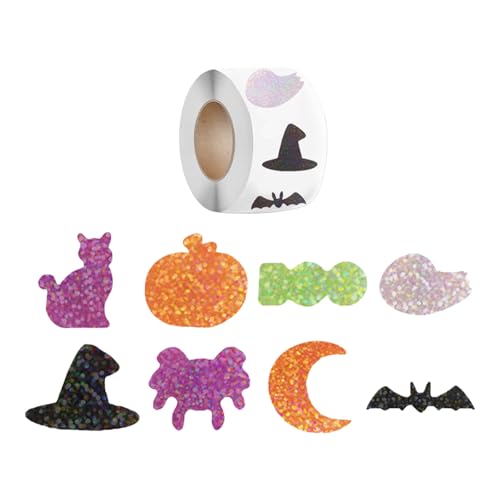 Halloween-Aufkleberrolle mit glitzernden Kürbis-Designs, eleganter Aufkleber für Party-Dekorationen, Halloween, Geschenk-Etiketten, 500 Stück Halloween-Aufkleberrolle mit glitzernden Kürbis-Designs, eleganter Aufkleber für Party-Dekorationen, Halloween, Geschenk-Etiketten, 500 Stück von Oxtxuzdm