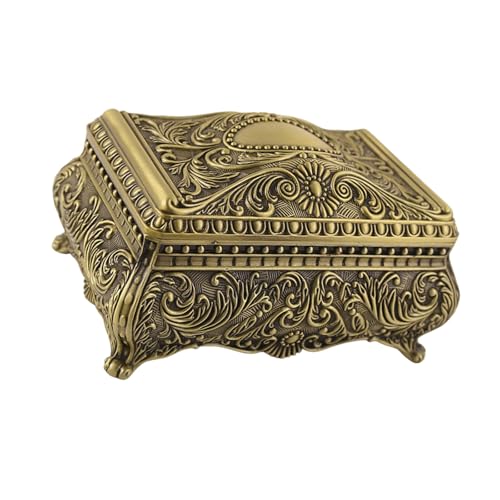 Oxtxuzdm Bucolic Schmuck-Aufbewahrungsbox mit verzinntem Finish, kunstvolle Metallhalter mit sicherem Verschlusssystem, Organizer-Box, Schmuck-Organizer, Box für Sammler von Oxtxuzdm