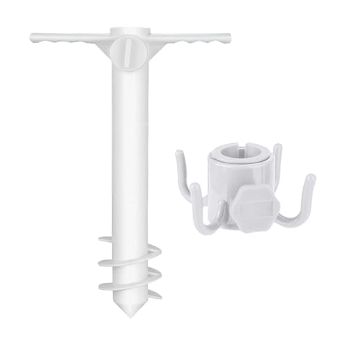Oxtxuzdm Robuste, drehbare, spiralförmige ABS-Erdspieße, geeignet für Strandschirme, winddichtes Design, Outdoor-Stabilität, drei spiralförmige ABS-Erdspieße von Oxtxuzdm