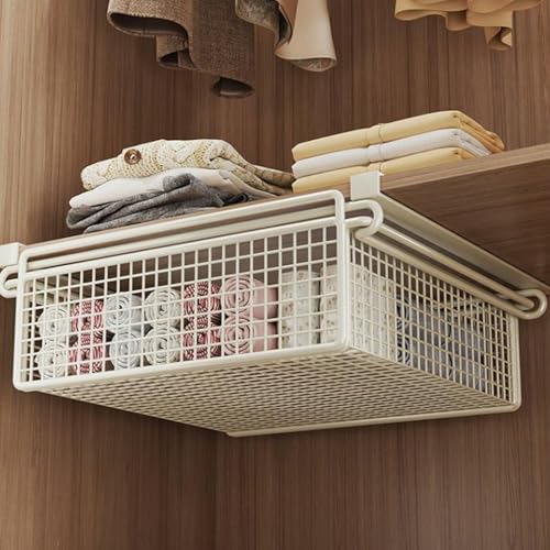 Schrank-Organisations-Mülleimer unter dem Regal, Aufbewahrungskorb, hängende ausziehbare Schublade, multifunktional, Schlafzimmer, Kleidung, ausziehbarer Korb, rostfrei Schrank-Organisations-Mülleimer unter dem Regal, Aufbewahrungskorb, hängende ausziehbare Schublade, multifunktional, Schlafzimmer, Kleidung, ausziehbarer Korb, rostfrei von Oxtxuzdm