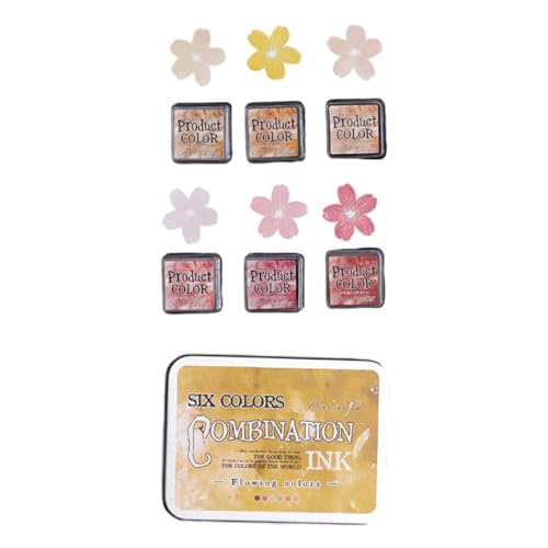 Stempelkissen mit fließenden Farben, Set für Büro, Schule, Kunstaktivitäten, Retro-Stempel, fließende Farben, Serie für Kartenherstellung, 6 Stück Stempelkissen mit fließenden Farben, Set für Büro, Schule, Kunstaktivitäten, Retro-Stempel, fließende Farben, Serie für Kartenherstellung, 6 Stück von Oxtxuzdm